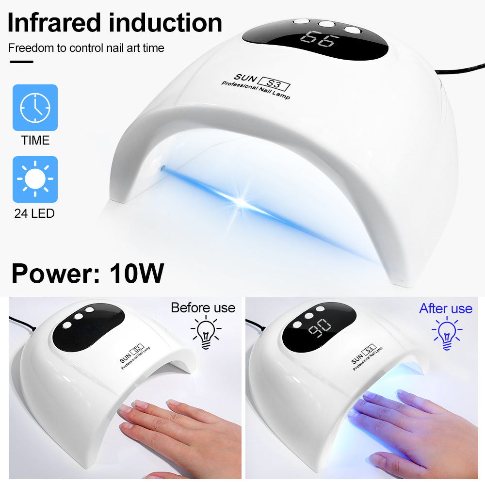 UV LED gel nail dryer with automatic hand sensor