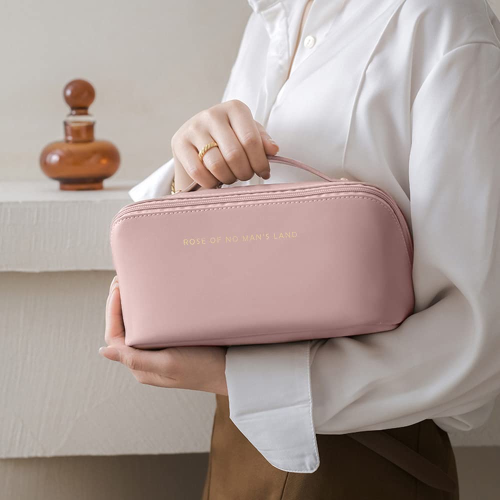 Water-resistant PU leather travel makeup bag